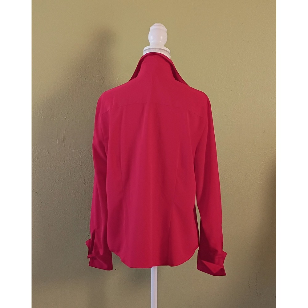 Spicy Pop Red Office Siren Corporate Chic Blouse Long Sleeve Size Large - Picture 2 of 3